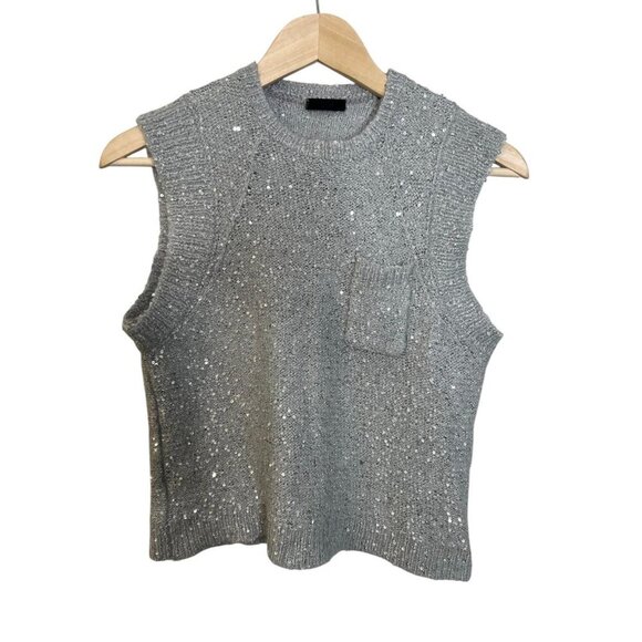 ATM Anthony Thomas Melillo Sequin Sweater Size Medium Gray Alpaca Wool Blend - Picture 6 of 6
